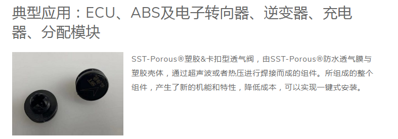 SST施柏德VentingSolution施柏德塑胶透气阀产品为ECU制造商解决 防水透气产品应用图