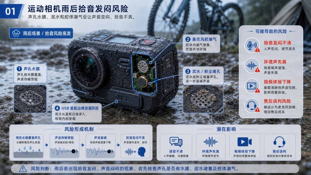 运动相机雨后拾音发闷，SST施柏德防水透声膜装在哪里？ 封面图
