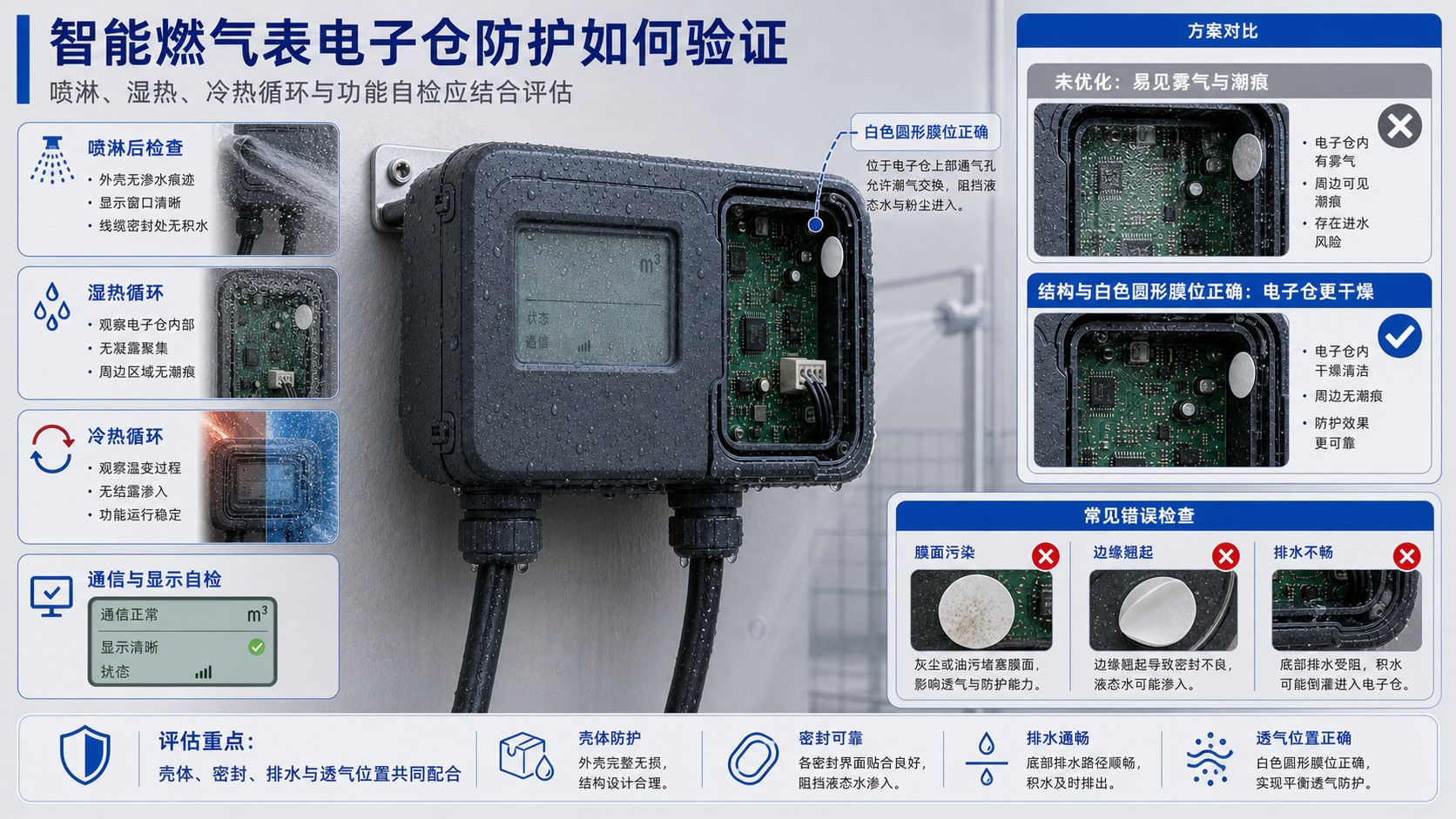 智能燃气表电子仓喷淋湿热冷热循环和功能自检验证图
