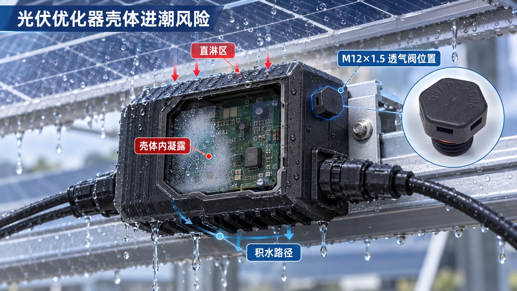 光伏优化器冷热切换后凝露？别忽略压力平衡位置 风险识别图